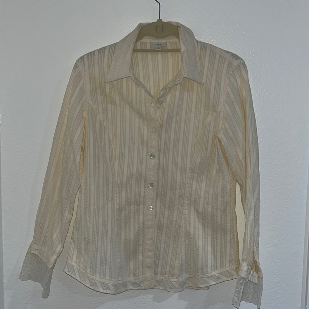Lace detail long sleeve button down